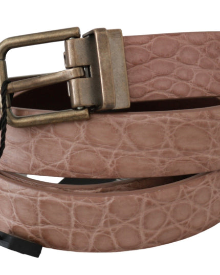 Dolce & Gabbana Beige Exotic Skin Gold Buckle Leather Belt