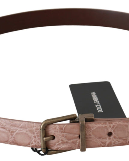 Dolce & Gabbana Beige Exotic Skin Gold Buckle Leather Belt