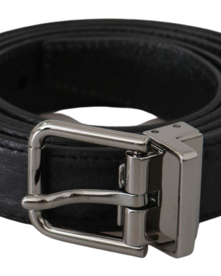 Dolce & Gabbana Black Exotic Skin Pattern Silver Buckle Belt