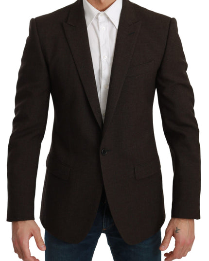 Dolce & Gabbana Brown Slim Fit Coat Jacket MARTINI Blazer