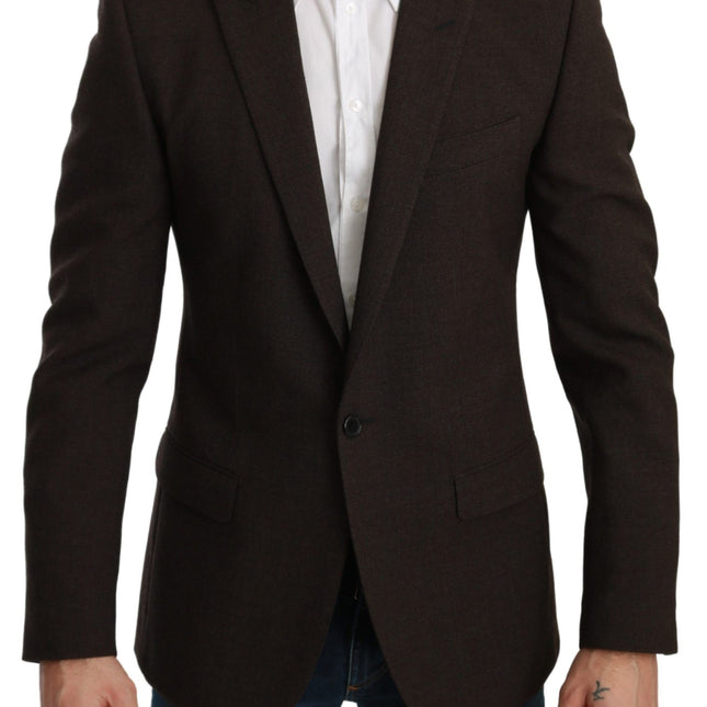 Dolce & Gabbana Brown Slim Fit Coat Jacket MARTINI Blazer