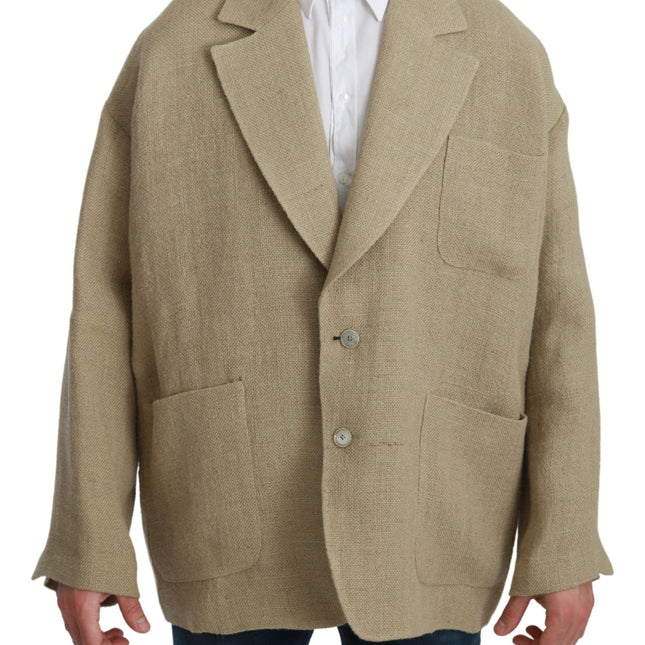 Dolce & Gabbana Beige Jacket Coat 100% Jute Blazer Coat