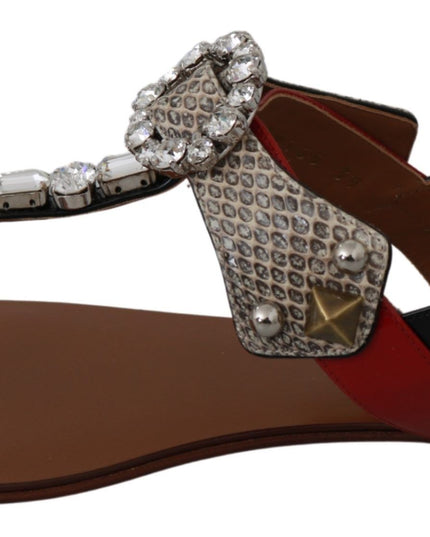 Dolce & Gabbana Leather Ayers Crystal Sandals Flip Flops Shoes