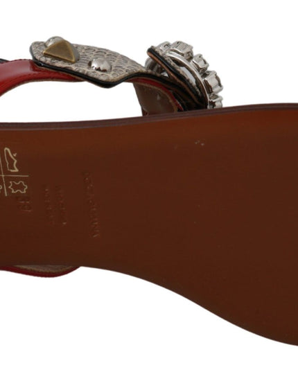 Dolce & Gabbana Leather Ayers Crystal Sandals Flip Flops Shoes