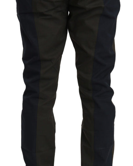 Dolce & Gabbana Blue Gray Stripes Trouser Cotton Pants