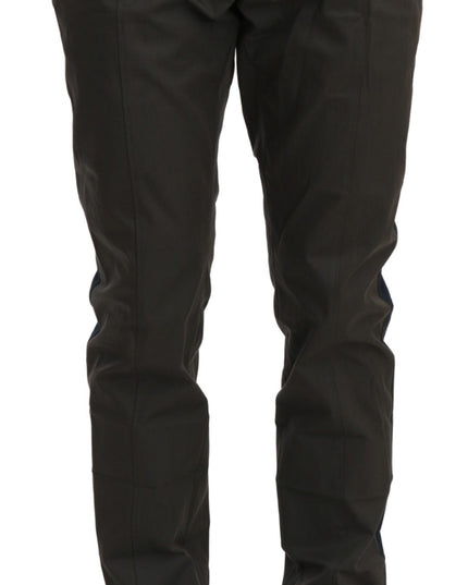 Dolce & Gabbana Blue Gray Stripes Trouser Cotton Pants