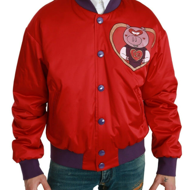 Dolce & Gabbana Red YEAR OF THE PIG Bomber Jacket