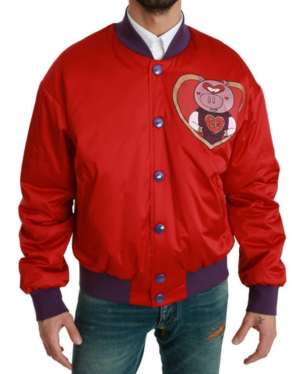 Dolce & Gabbana Red YEAR OF THE PIG Bomber Jacket