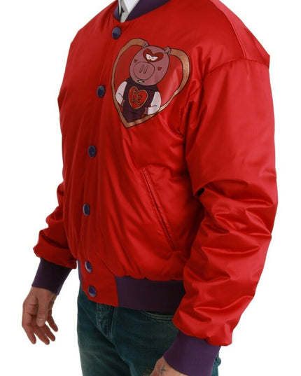 Dolce & Gabbana Red YEAR OF THE PIG Bomber Jacket