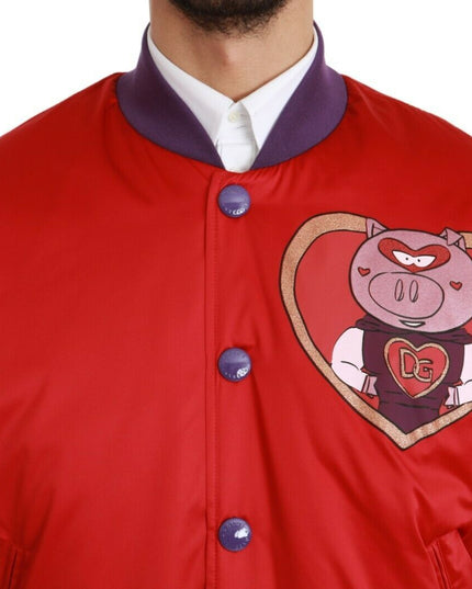 Dolce & Gabbana Red YEAR OF THE PIG Bomber Jacket