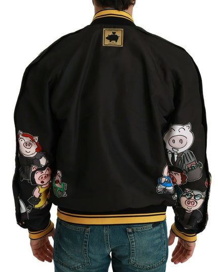 Dolce & Gabbana Black YEAR OF THE PIG Bomber Jacket