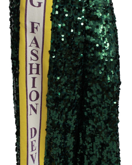Dolce & Gabbana Green Sequin Trousers Queens Angel Pants