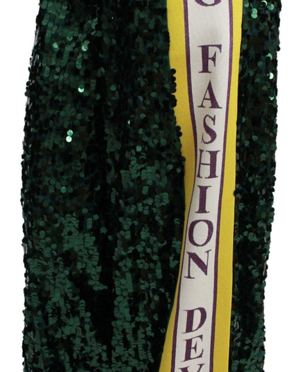 Dolce & Gabbana Green Sequin Trousers Queens Angel Pants