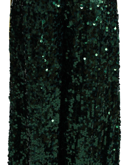 Dolce & Gabbana Green Sequin Trousers Queens Angel Pants