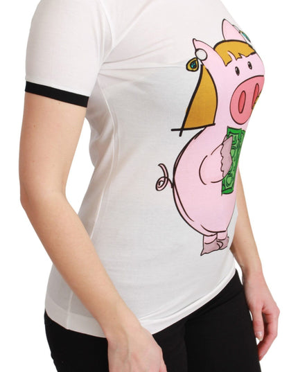Dolce & Gabbana White YEAR OF THE PIG Top Cotton T-shirt