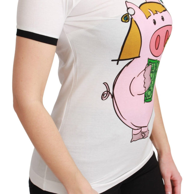 Dolce & Gabbana White YEAR OF THE PIG Top Cotton T-shirt