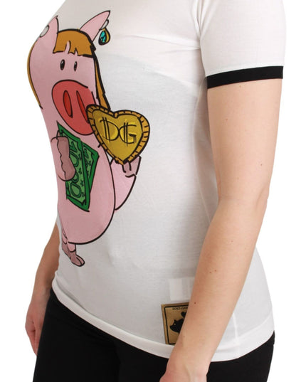 Dolce & Gabbana White YEAR OF THE PIG Top Cotton T-shirt