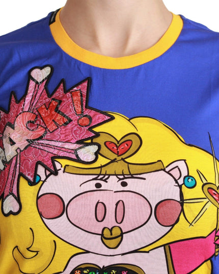 Dolce & Gabbana Purple PIG SUPERGIRL Top Cotton T-shirt