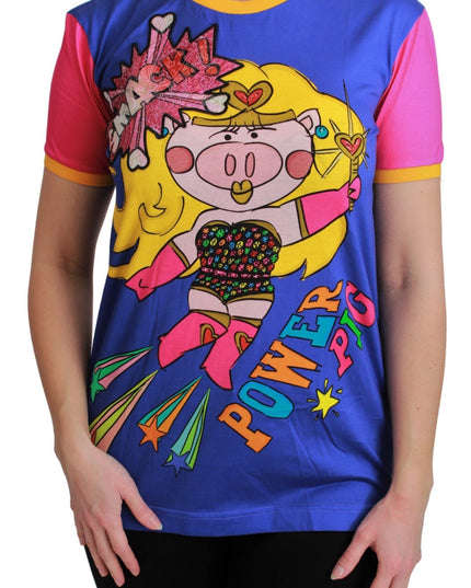 Dolce & Gabbana Purple PIG SUPERGIRL Top Cotton T-shirt
