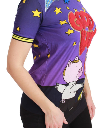 Dolce & Gabbana Purple YEAR OF THE PIG Top Cotton T-shirt