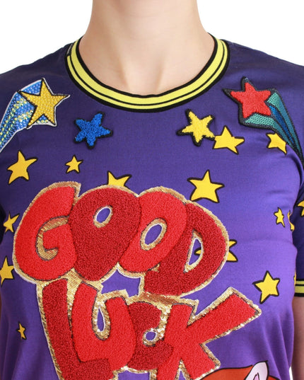 Dolce & Gabbana Purple YEAR OF THE PIG Top Cotton T-shirt