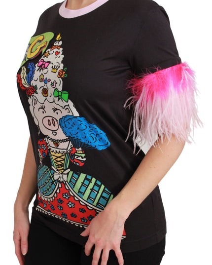 Dolce & Gabbana Black YEAR OF THE PIG Top Cotton  T-shirt