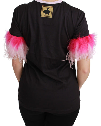 Dolce & Gabbana Black YEAR OF THE PIG Top Cotton  T-shirt