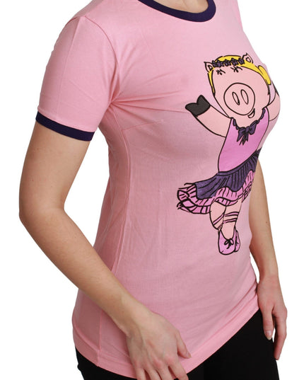 Dolce & Gabbana Pink YEAR OF THE PIG Top Cotton T-shirt