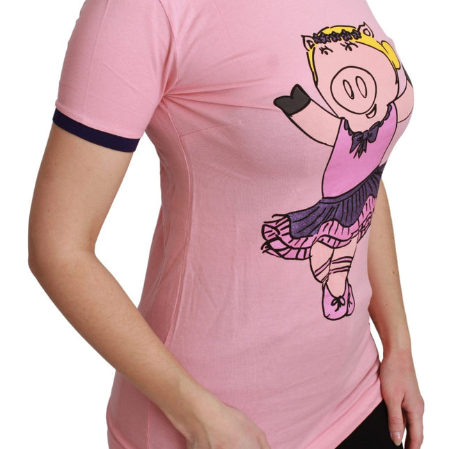 Dolce & Gabbana Pink YEAR OF THE PIG Top Cotton T-shirt