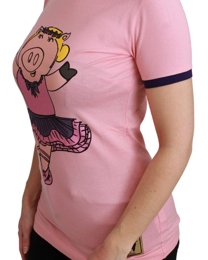 Dolce & Gabbana Pink YEAR OF THE PIG Top Cotton T-shirt