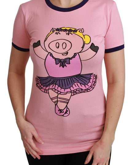 Dolce & Gabbana Pink YEAR OF THE PIG Top Cotton T-shirt