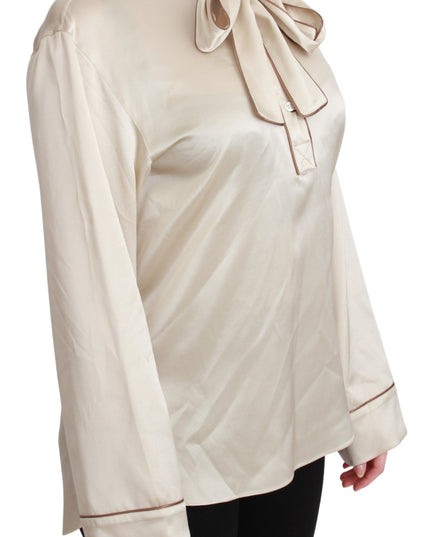 Dolce & Gabbana Beige Sleeve Top Queen Silk Satin Blouse