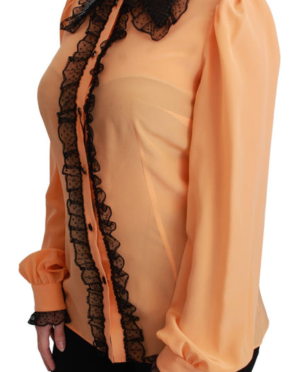 Dolce & Gabbana Yellow Silk Sequin Lace Blouse Shirt