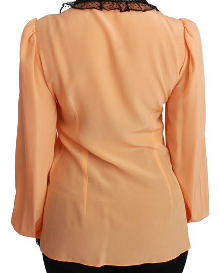 Dolce & Gabbana Yellow Silk Sequin Lace Blouse Shirt