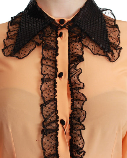 Dolce & Gabbana Yellow Silk Sequin Lace Blouse Shirt