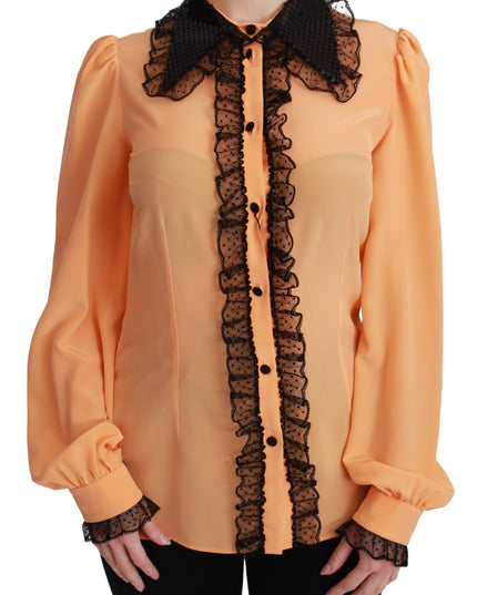 Dolce & Gabbana Yellow Silk Sequin Lace Blouse Shirt