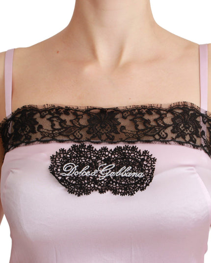Dolce & Gabbana Silk Black Lace Top Pink Tank Blouse