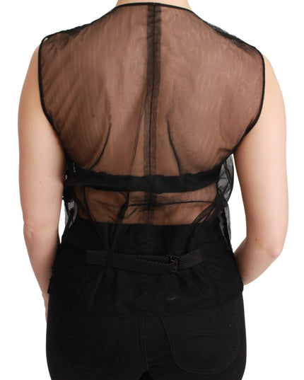 Dolce & Gabbana Black Floral Brocade Top Gilet Waistcoat