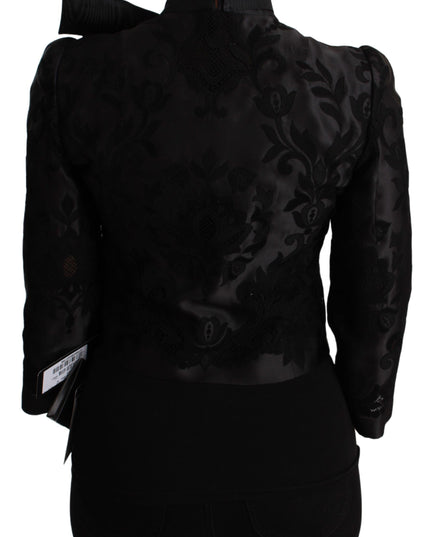 Dolce & Gabbana Black Floral Jacquard Blazer Silk Jacket