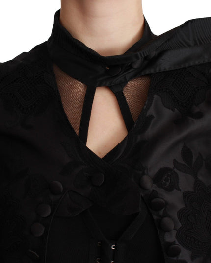 Dolce & Gabbana Black Floral Jacquard Blazer Silk Jacket