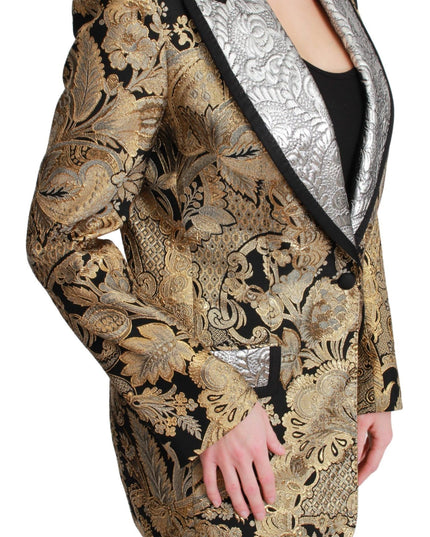 Dolce & Gabbana Black Gold Jacquard Blazer Jacket