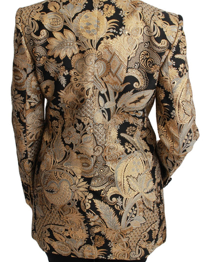 Dolce & Gabbana Black Gold Jacquard Blazer Jacket