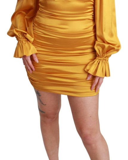 Dolce & Gabbana Yellow Silk Stretch Sheath Bodycon Mini Dress