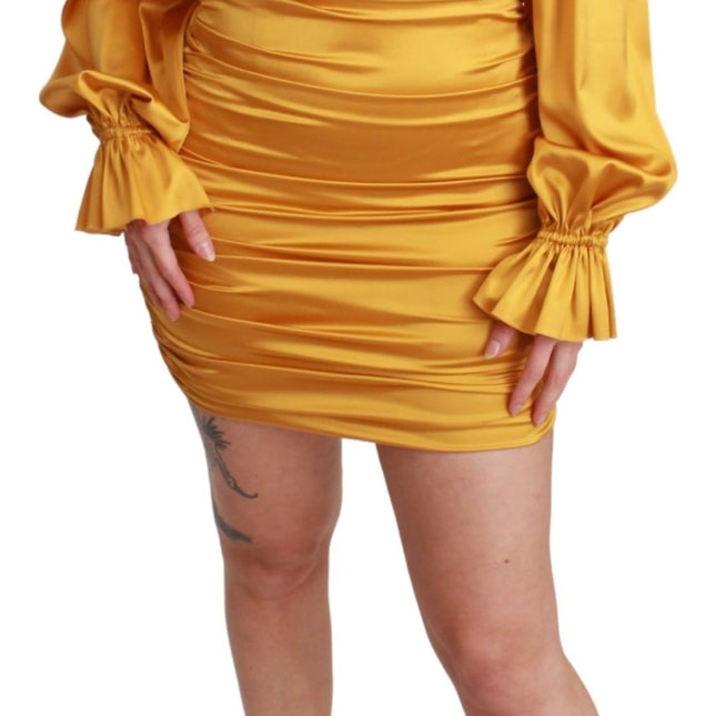 Dolce & Gabbana Yellow Silk Stretch Sheath Bodycon Mini Dress