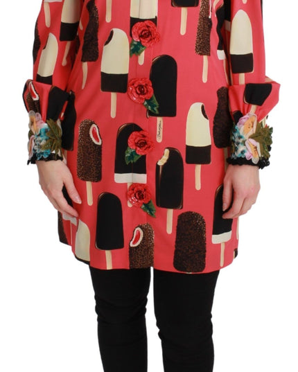 Dolce & Gabbana Pink Ice Cream Roses Sequined Dress