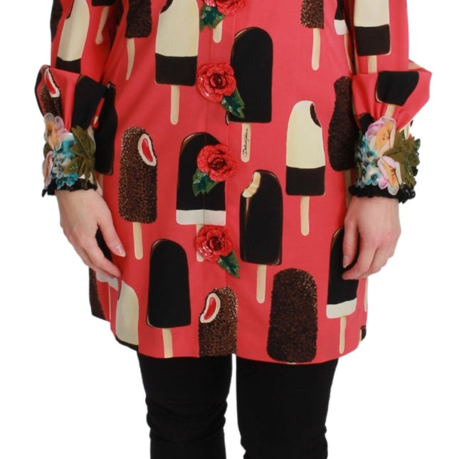 Dolce & Gabbana Pink Ice Cream Roses Sequined Dress