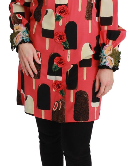 Dolce & Gabbana Pink Ice Cream Roses Sequined Dress