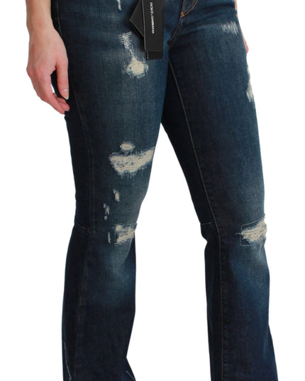 Dolce & Gabbana Blue Denim Cotton Stretch Flared Jeans