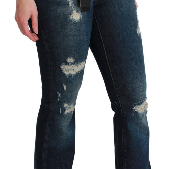 Dolce & Gabbana Blue Denim Cotton Stretch Flared Jeans