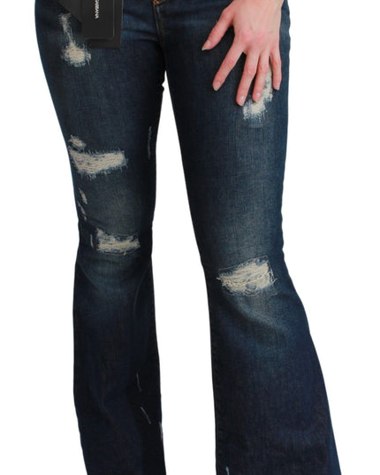 Dolce & Gabbana Blue Denim Cotton Stretch Flared Jeans